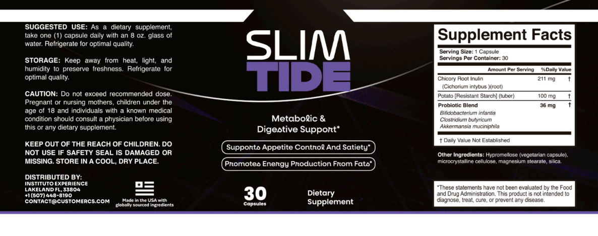 SlimTide ingredient label