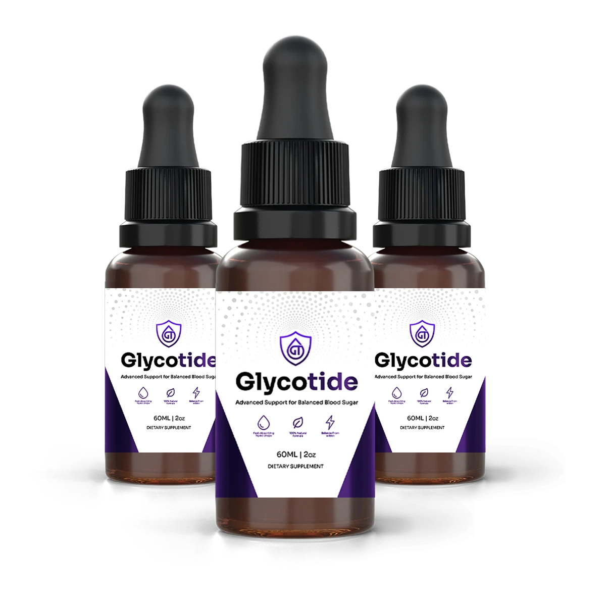 Glycotide Drops bottles — liquid drop formula for metabolic wellness support
